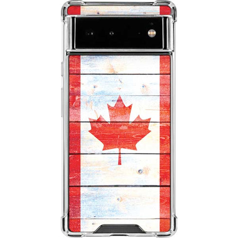 Canada Flag Light Wood Google Pixel 6 Clear Case